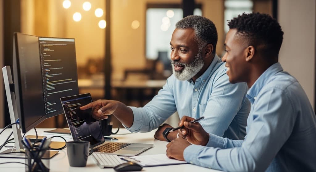 Young ambitious web developer learning